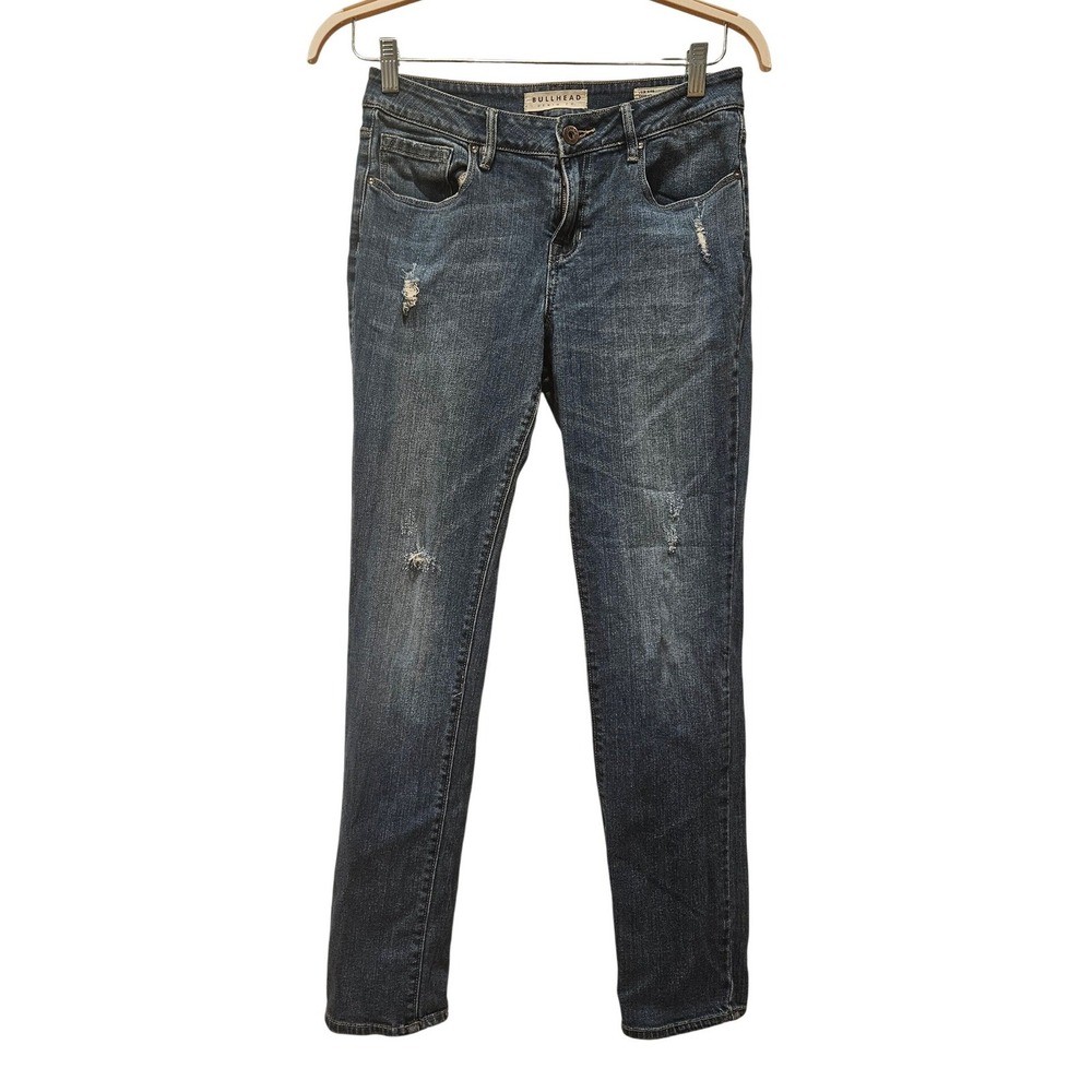 BULLHEAD DENIM CO Low Rise Skinny Jeans Womens Size 11 Distressed Blue‎